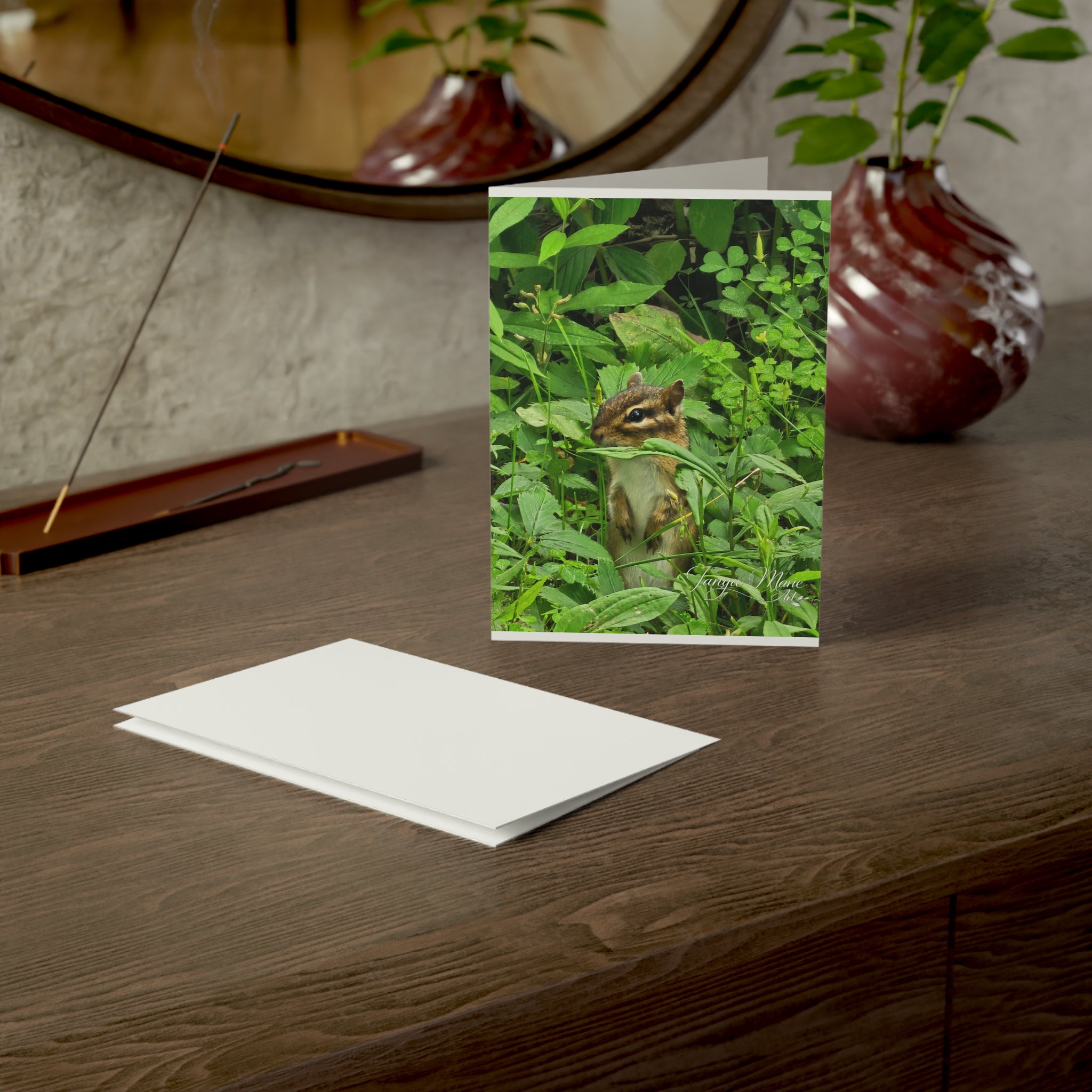 Chipmunk in the Greenery - Blank Greeting Card (Single or Bulk)