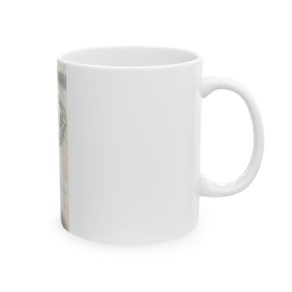 Butterfly Kisses - Butterfly Wing Sketch Ceramic Mug — Black & White Art Coffee Cup (11oz/15oz)