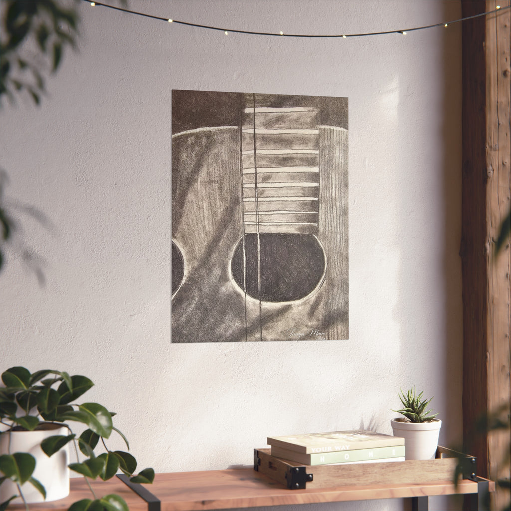 Guitar Charcoal Sketch Fine Art Poster