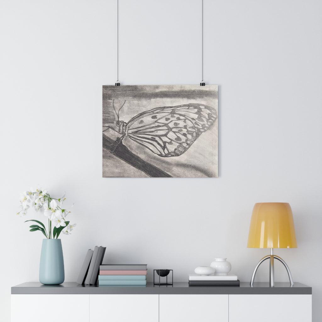 Butterfly Kisses - Monochrome Butterfly Giclée Art Print — Pencil Sketch Wall Art