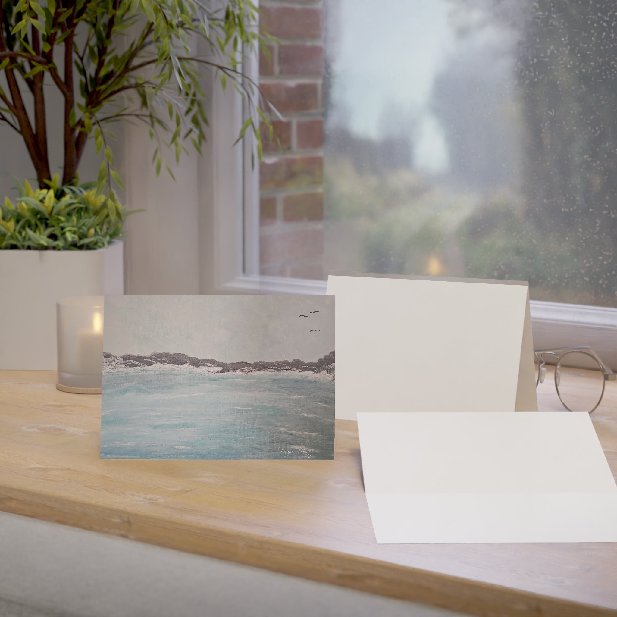 Seaside Serenity Greeting Cards — Blank Note Cards with Ocean Wave Art (1/10/30/50 pcs)