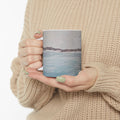 Coastal Ocean Painting Ceramic Mug — Seaside Beach Scene Coffee Cup (11oz/15oz)