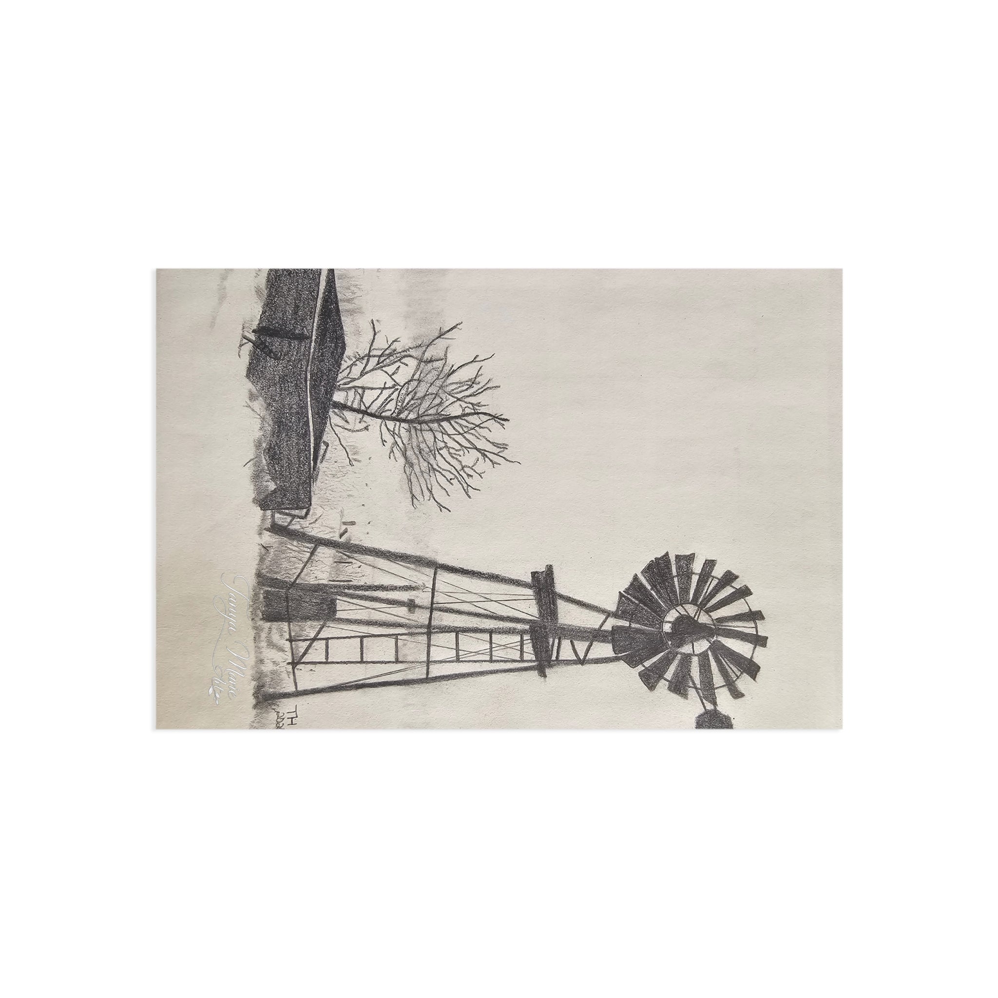 Vintage Windmill Fine Art Postcards — Rustic Farmhouse Scenic Greeting Cards