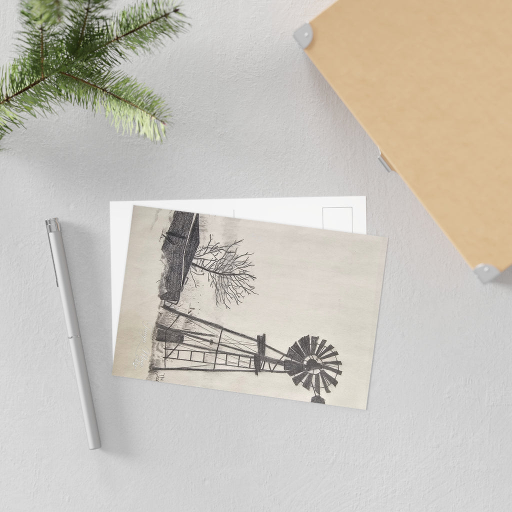 Vintage Windmill Fine Art Postcards — Rustic Farmhouse Scenic Greeting Cards