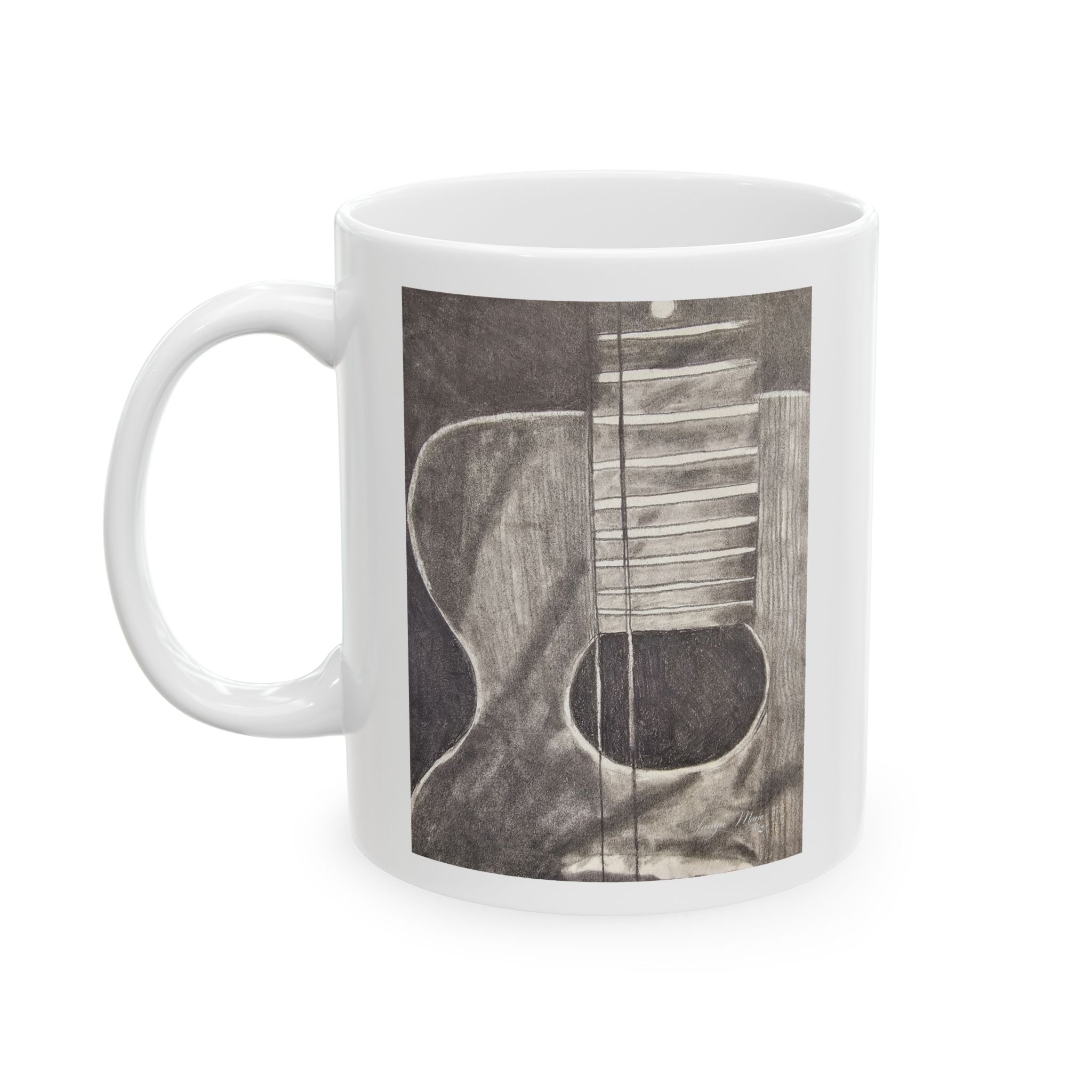 Forgotten Guitar Pencil Sketch Ceramic Mug — Vintage Guitar Coffee Mug (11oz)