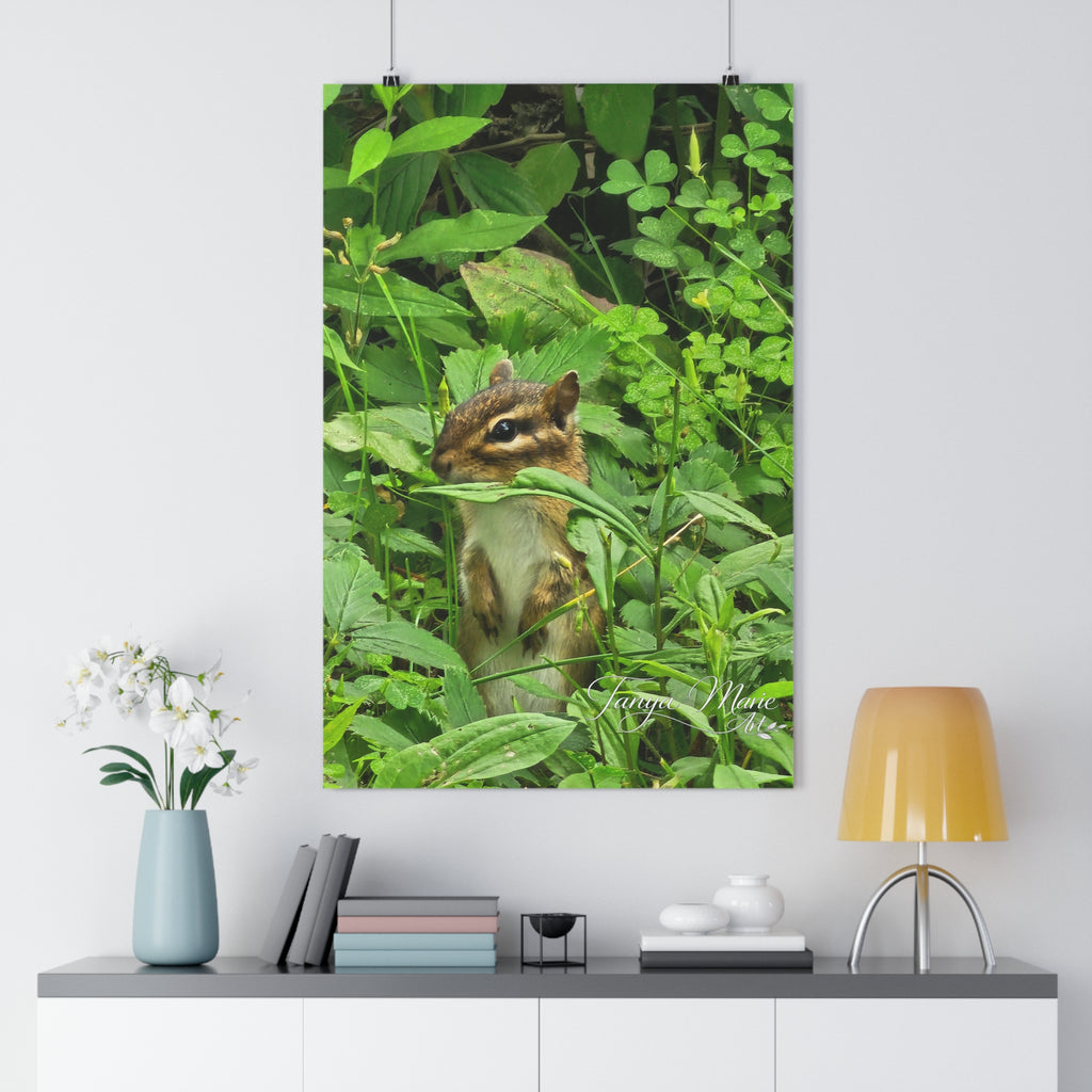 Chipmunk in Greenery — Giclée Art Print (Woodland Wildlife Photography)