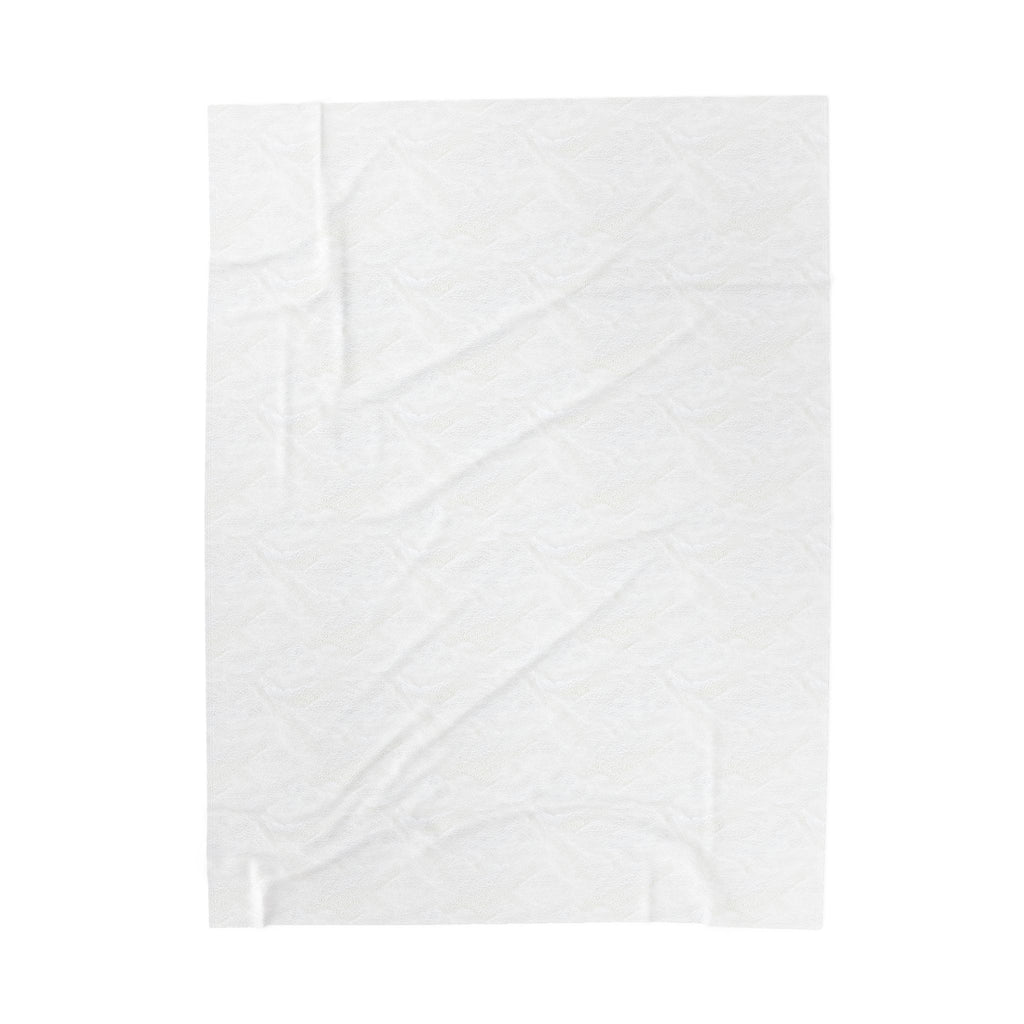 Plain velveteen plush blanket, solid white fabric without visible print