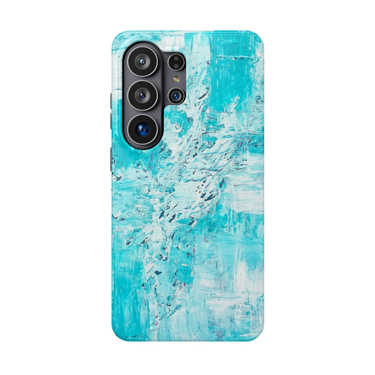Ocean teal abstract phone case with magnetic impact-resistant design, camera cutouts