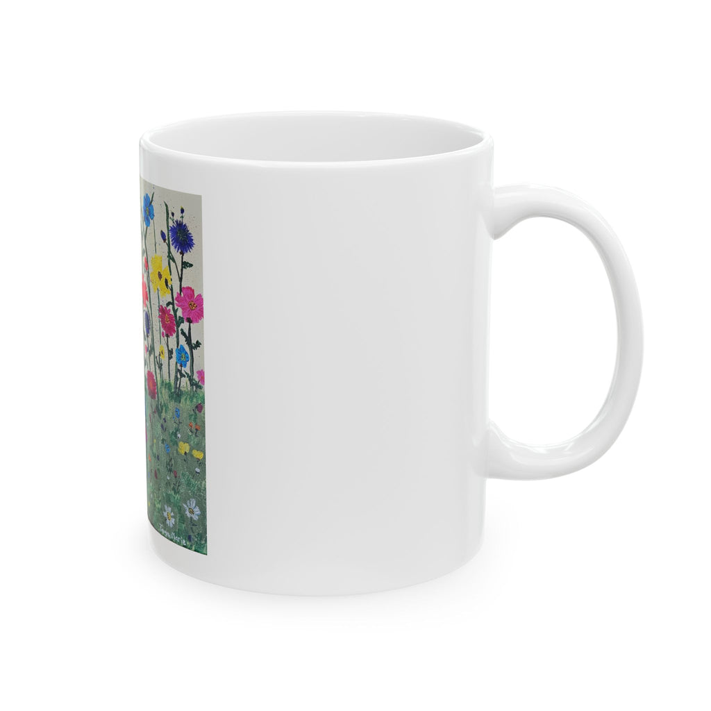 Floral Meadow Ceramic Mug - Colorful Wildflower Garden Coffee Cup (11oz)