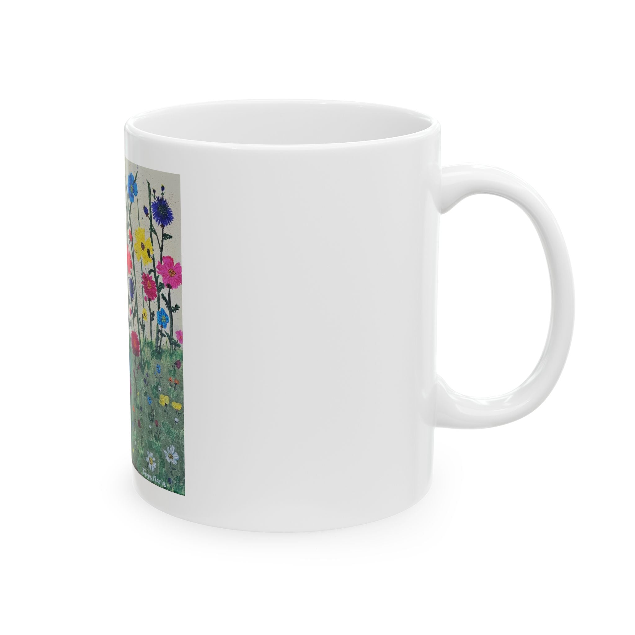 Floral Meadow Ceramic Mug - Colorful Wildflower Garden Coffee Cup (11oz)