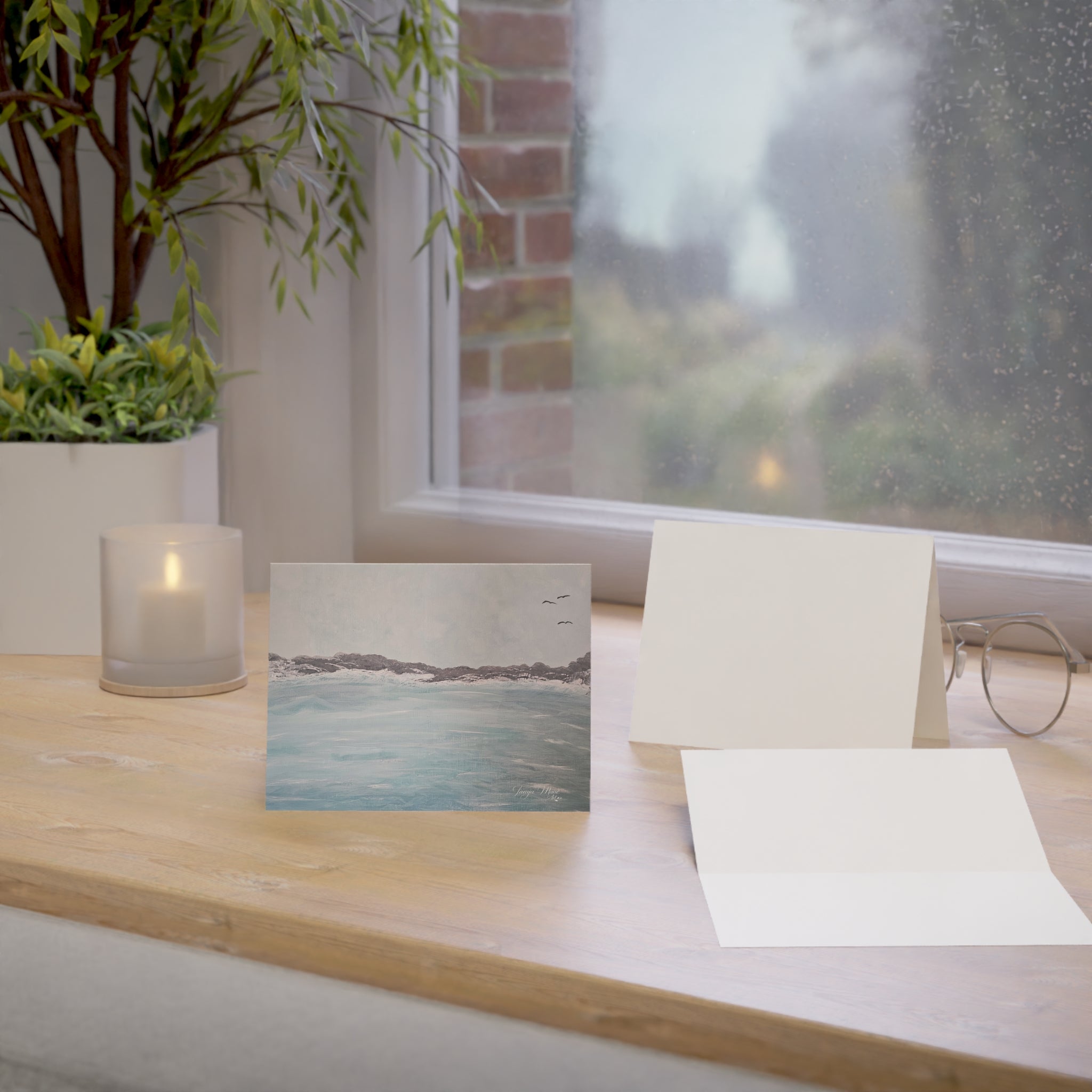 Seaside Serenity Greeting Cards — Blank Note Cards with Ocean Wave Art (1/10/30/50 pcs)