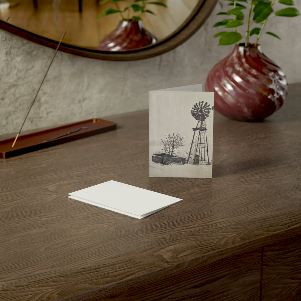 Rustic Windmill Greeting Card – Hand-Drawn Farmhouse Note Cards (1/10/30/50 pcs)