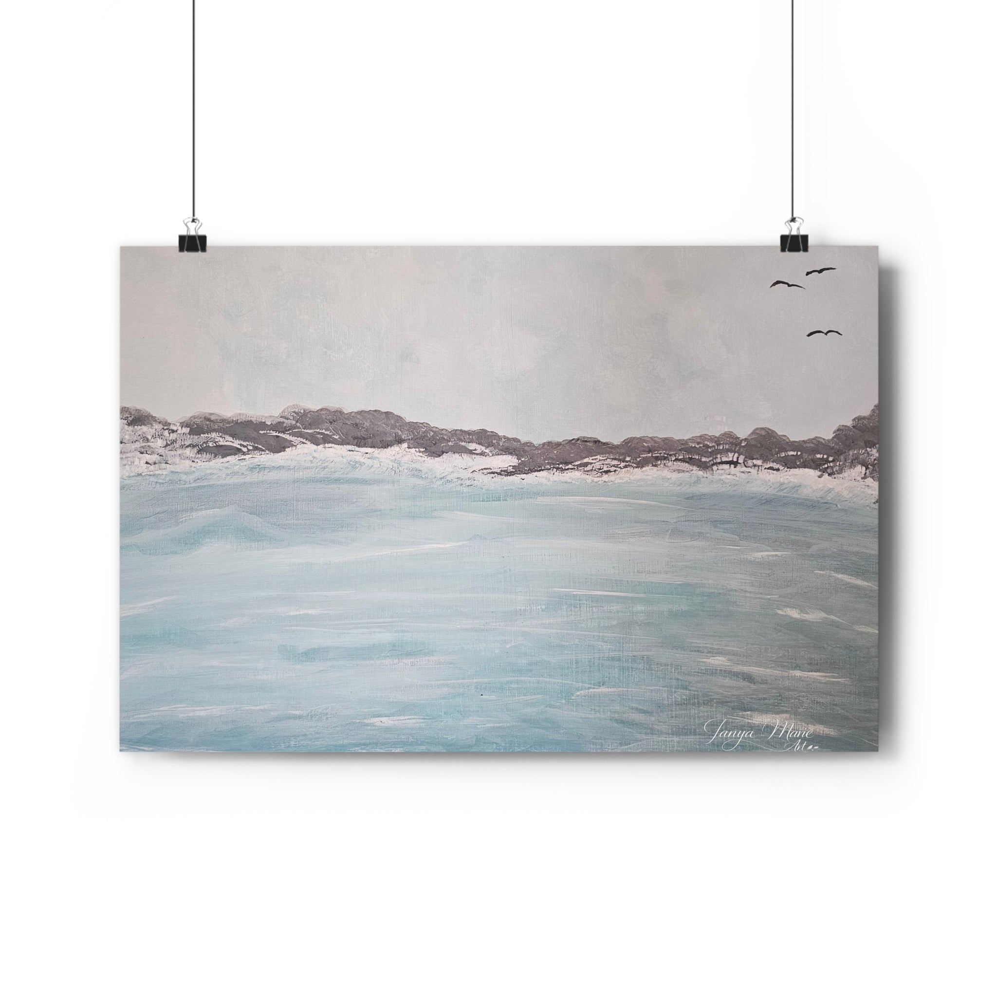 Seaside Calm Giclée Art Print – Soft Coastal Ocean Landscape