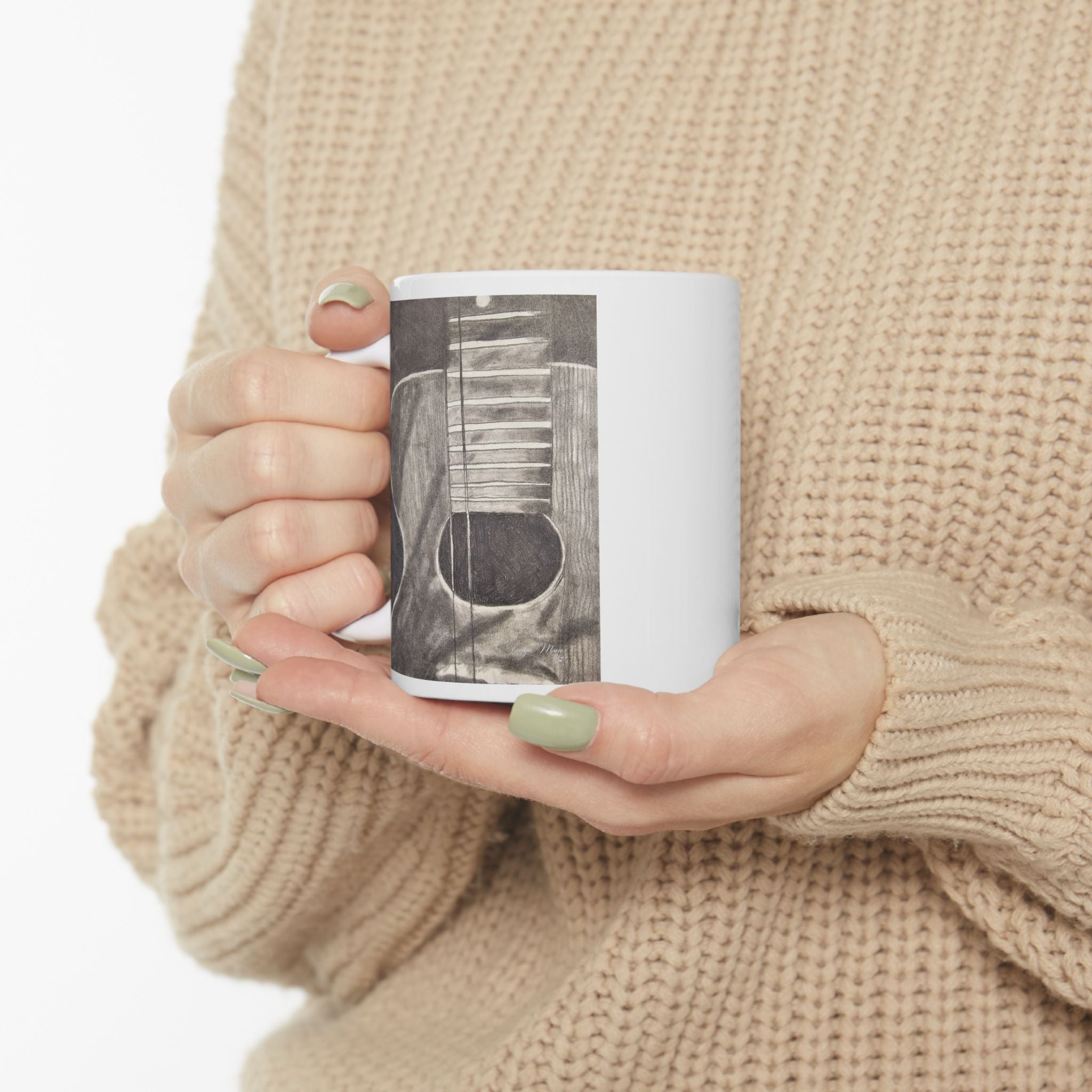 Forgotten Guitar Pencil Sketch Ceramic Mug — Vintage Guitar Coffee Mug (11oz)