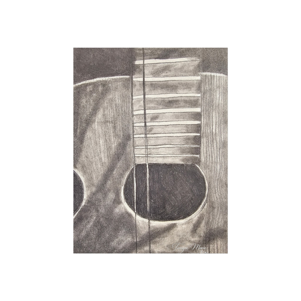 Guitar Charcoal Sketch Fine Art Poster