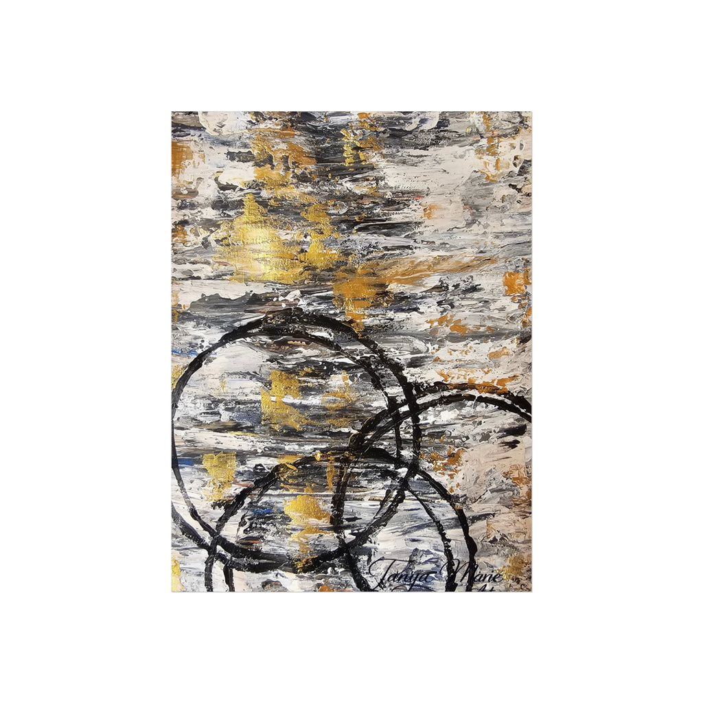 Abstract Gold Texture with Black Rings Fine Art Poster | Modern, Abstract Wall Art