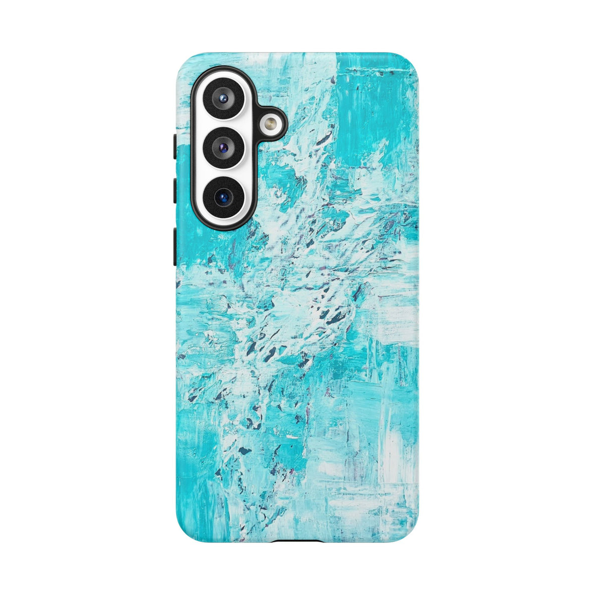 Turquoise marble tough phone case with abstract ocean blue design and side buttons