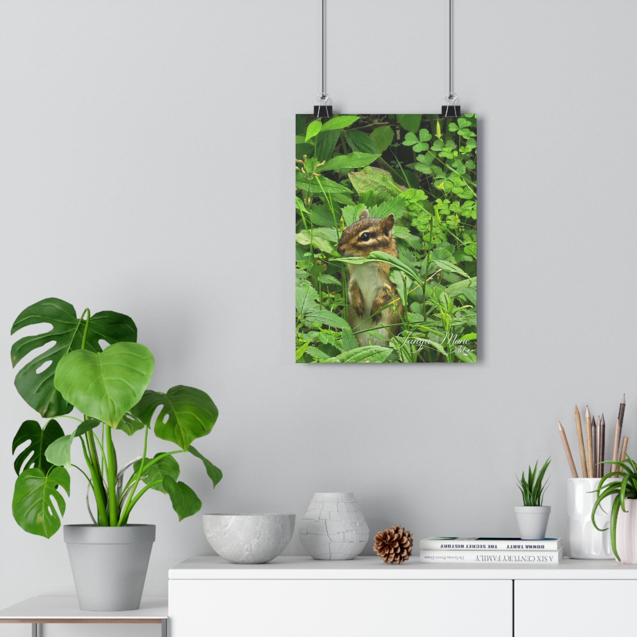 Chipmunk in Greenery — Giclée Art Print (Woodland Wildlife Photography)