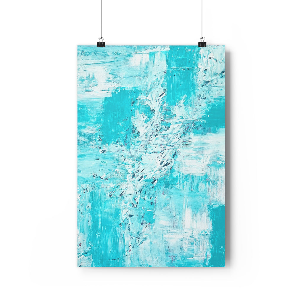 Abstract turquoise ocean giclée art print on matte paper