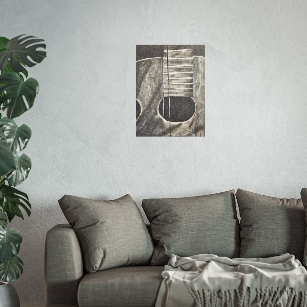 Guitar Charcoal Sketch Fine Art Poster