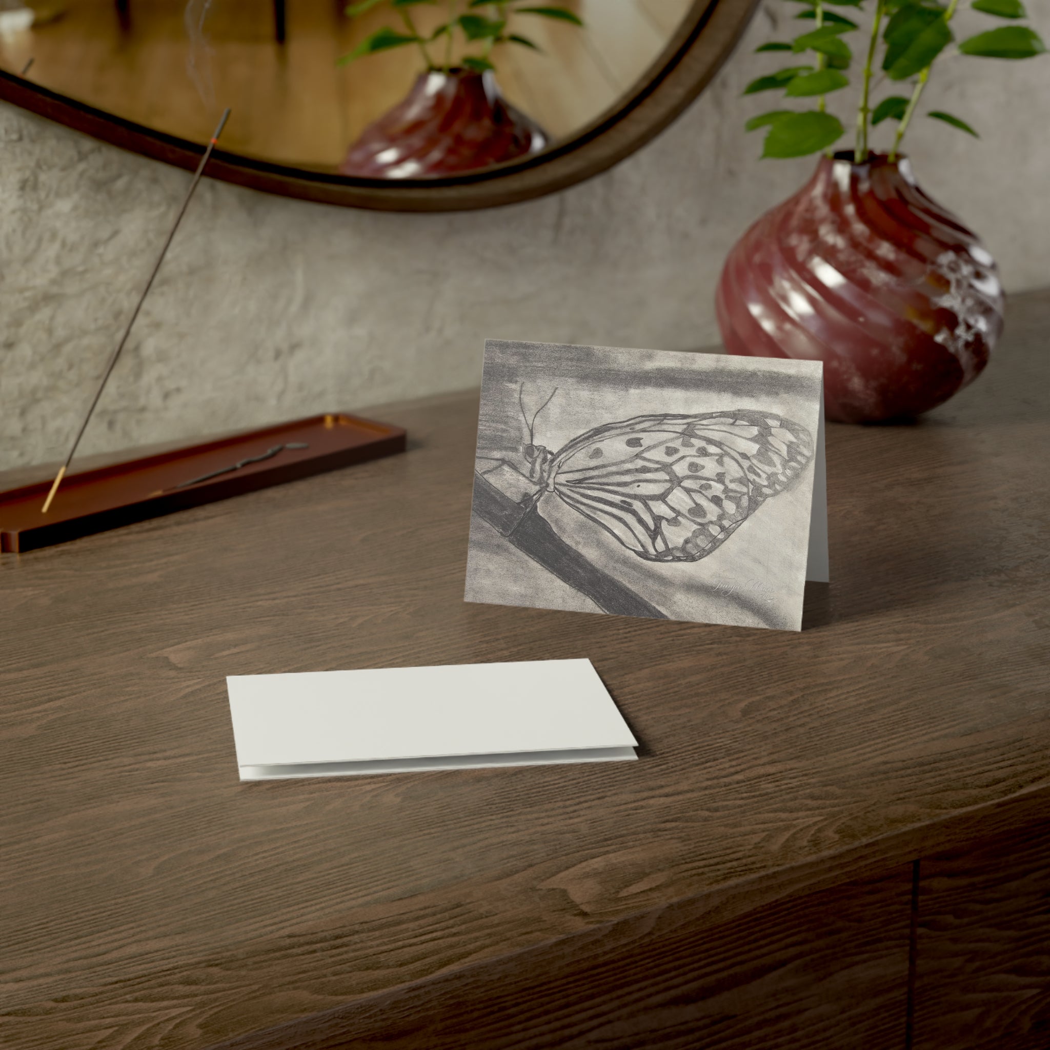Butterfly Kisses - Butterfly Sketch Greeting Cards — Blank Note Cards for Sympathy, Thinking of You, and Everyday Correspondence (1/10/30/50 pcs)