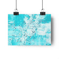 Abstract turquoise ocean giclée art print with white accents