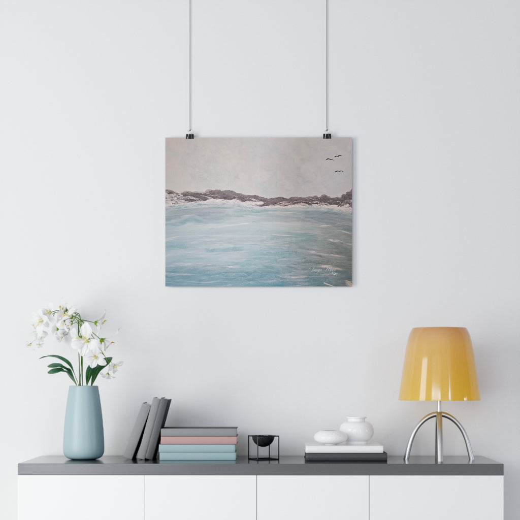 Seaside Calm Giclée Art Print – Soft Coastal Ocean Landscape