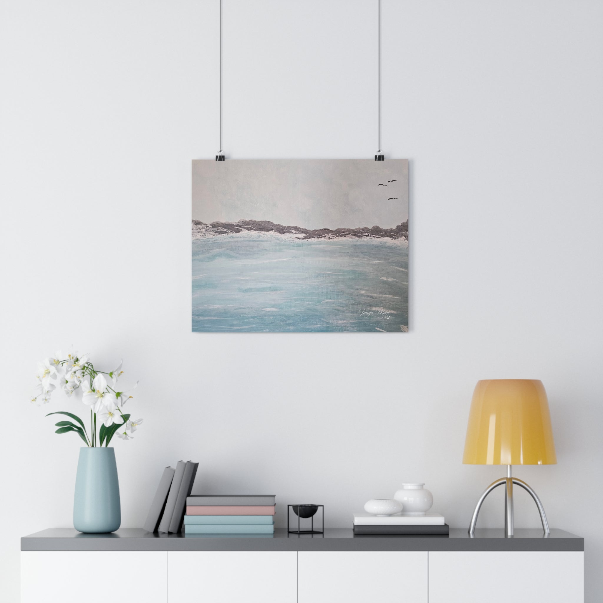 Seaside Calm Giclée Art Print – Soft Coastal Ocean Landscape