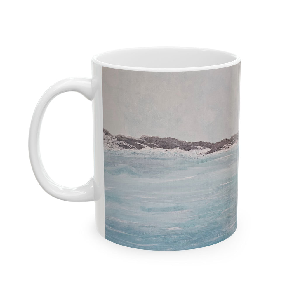Coastal Ocean Painting Ceramic Mug — Seaside Beach Scene Coffee Cup (11oz/15oz)