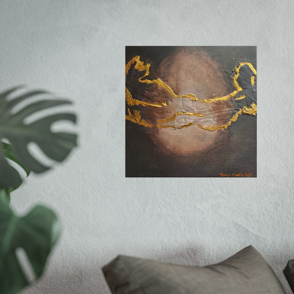 Abstract Gold Veil Fine Art Poster — Metallic Accent Wall Art