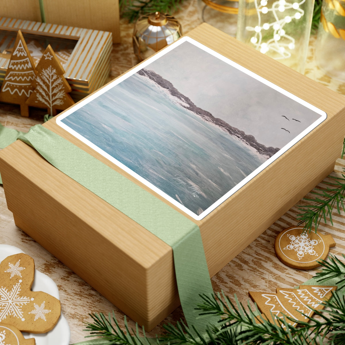 Seaside Calm Kiss-Cut Sticker — Coastal Ocean Art Sticker