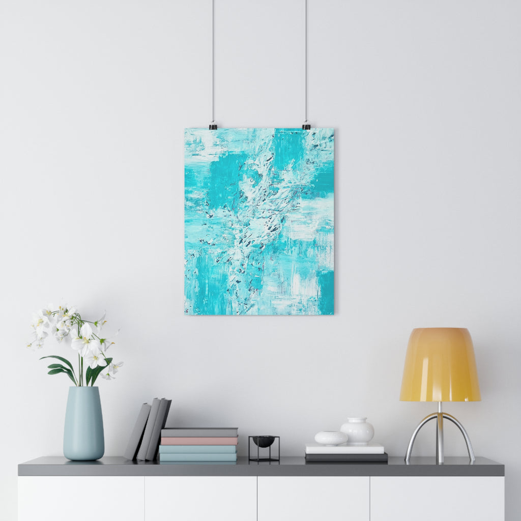 Abstract turquoise ocean giclée art print on matte paper