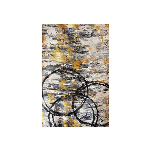Abstract Gold Texture with Black Rings Fine Art Poster | Modern, Abstract Wall Art