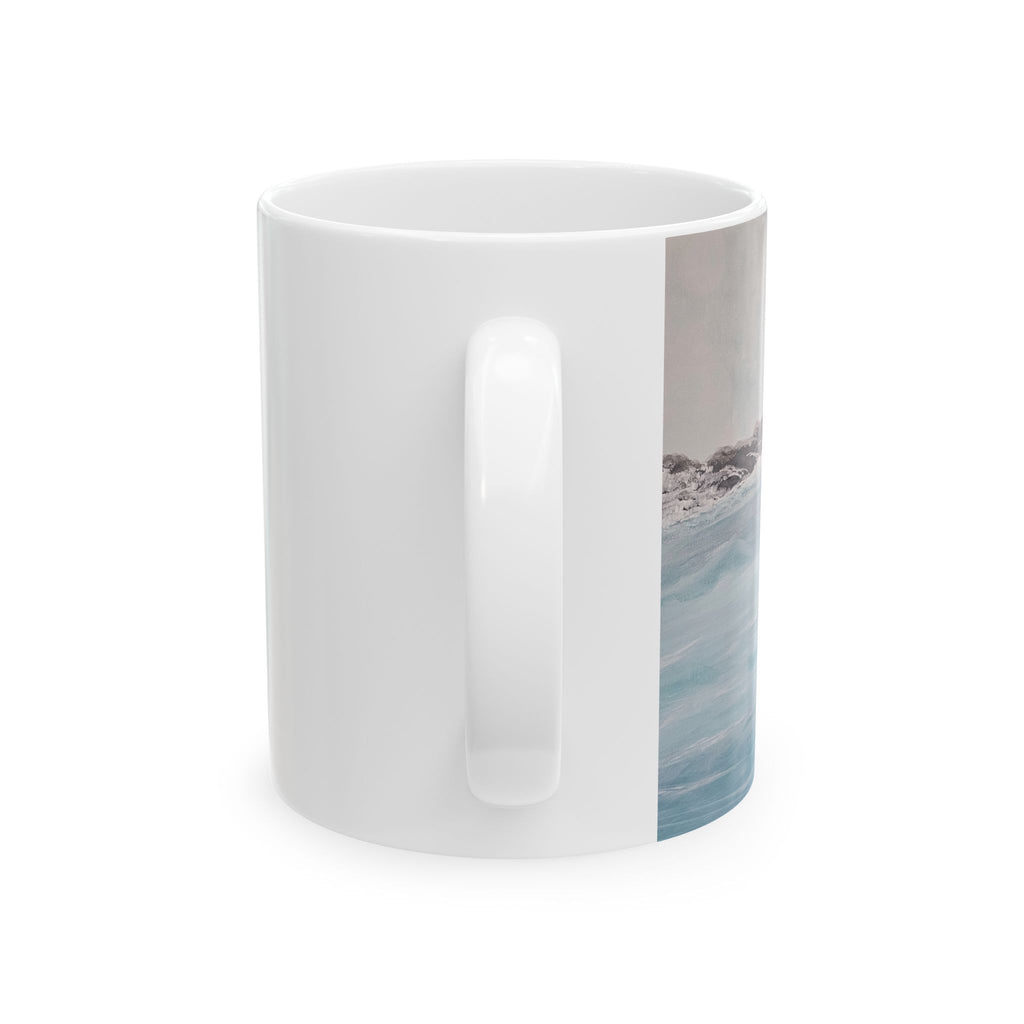 Coastal Ocean Painting Ceramic Mug — Seaside Beach Scene Coffee Cup (11oz/15oz)