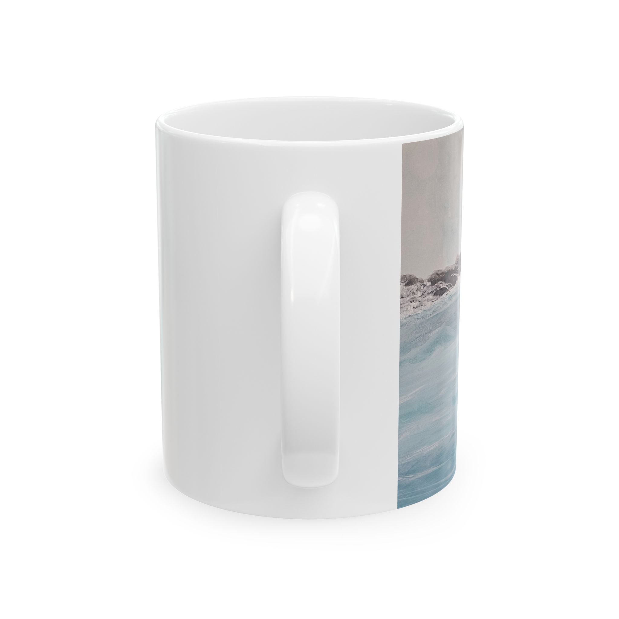 Coastal Ocean Painting Ceramic Mug — Seaside Beach Scene Coffee Cup (11oz/15oz)