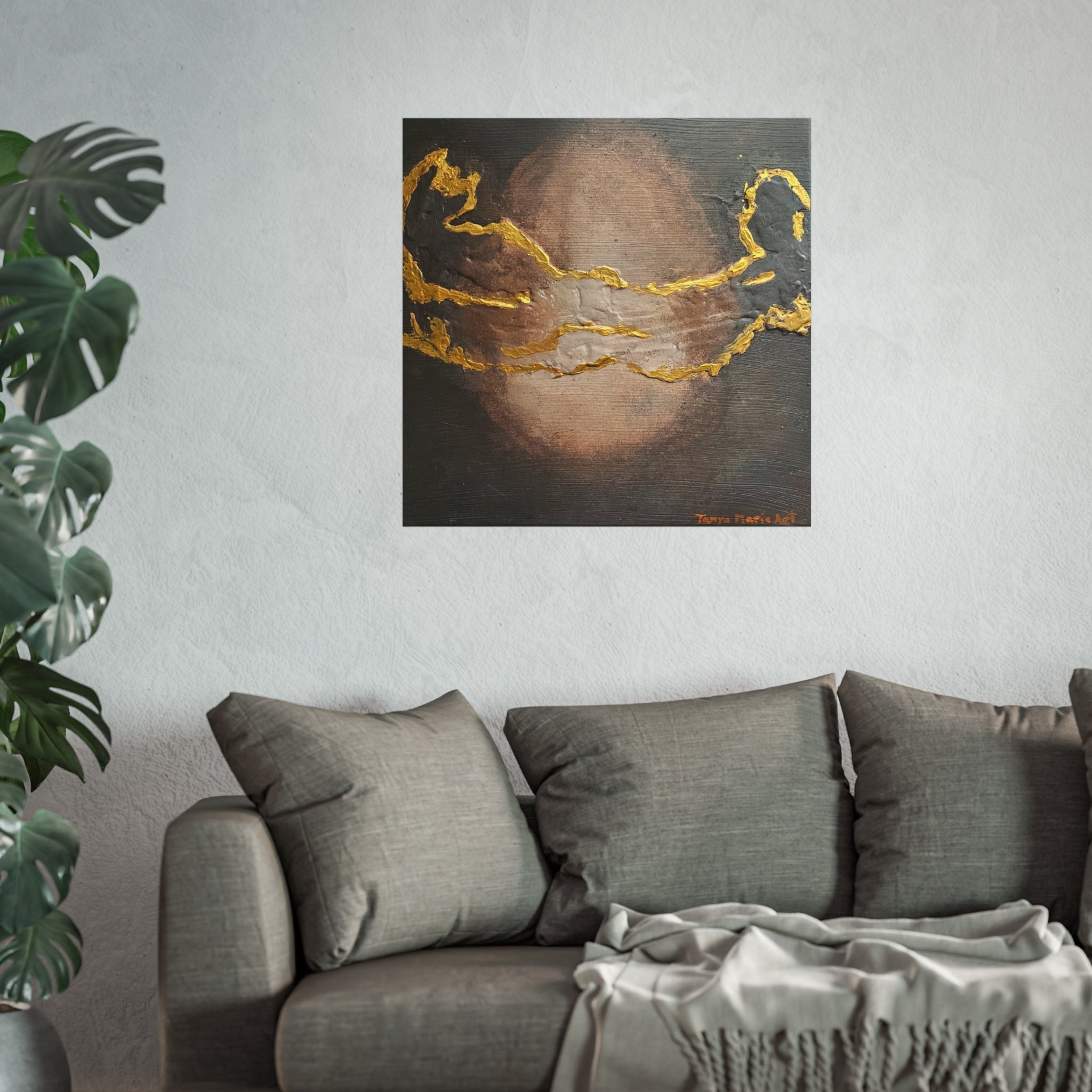 Abstract Gold Veil Fine Art Poster — Metallic Accent Wall Art