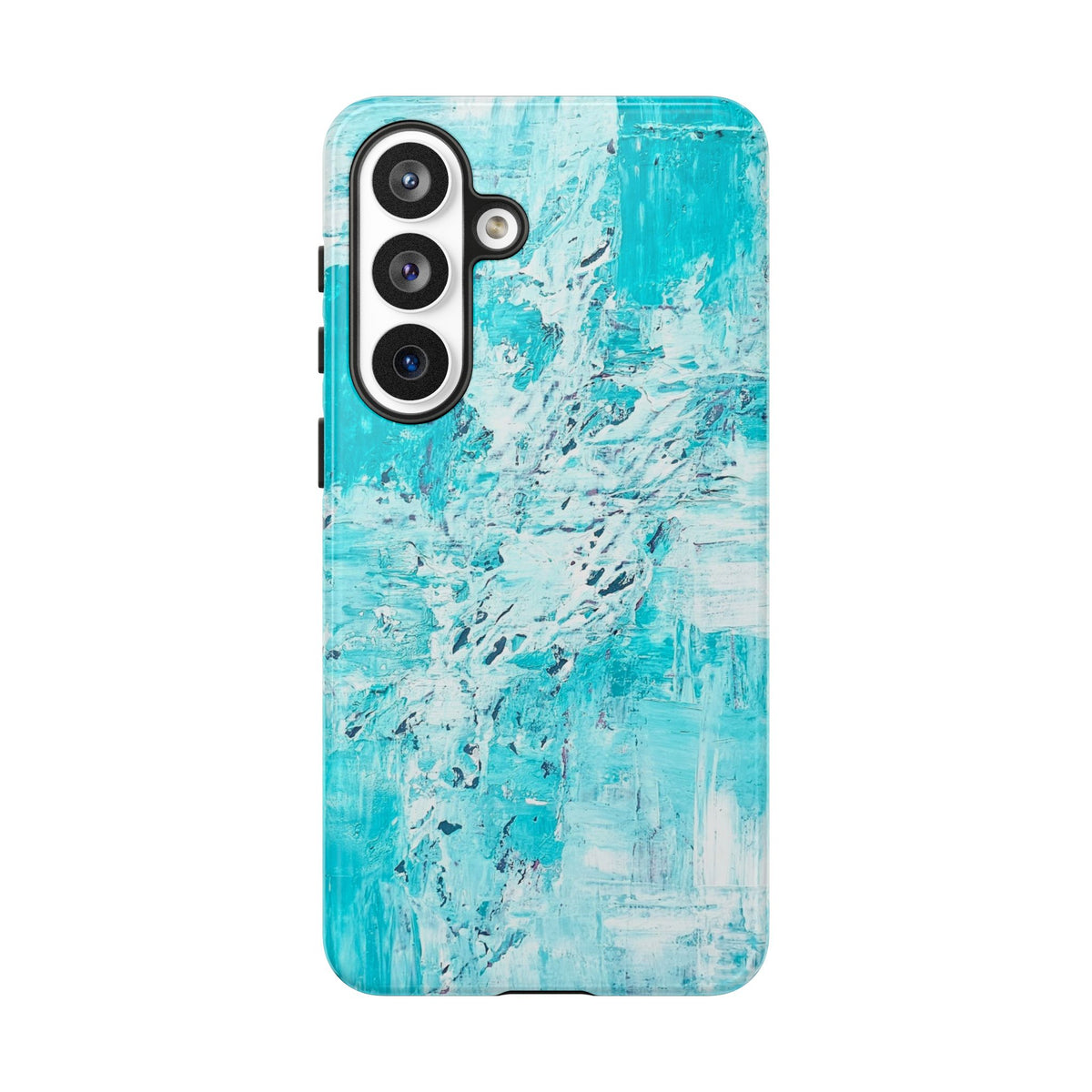 Turquoise marble phone case with abstract ocean blue pattern and camera cutouts