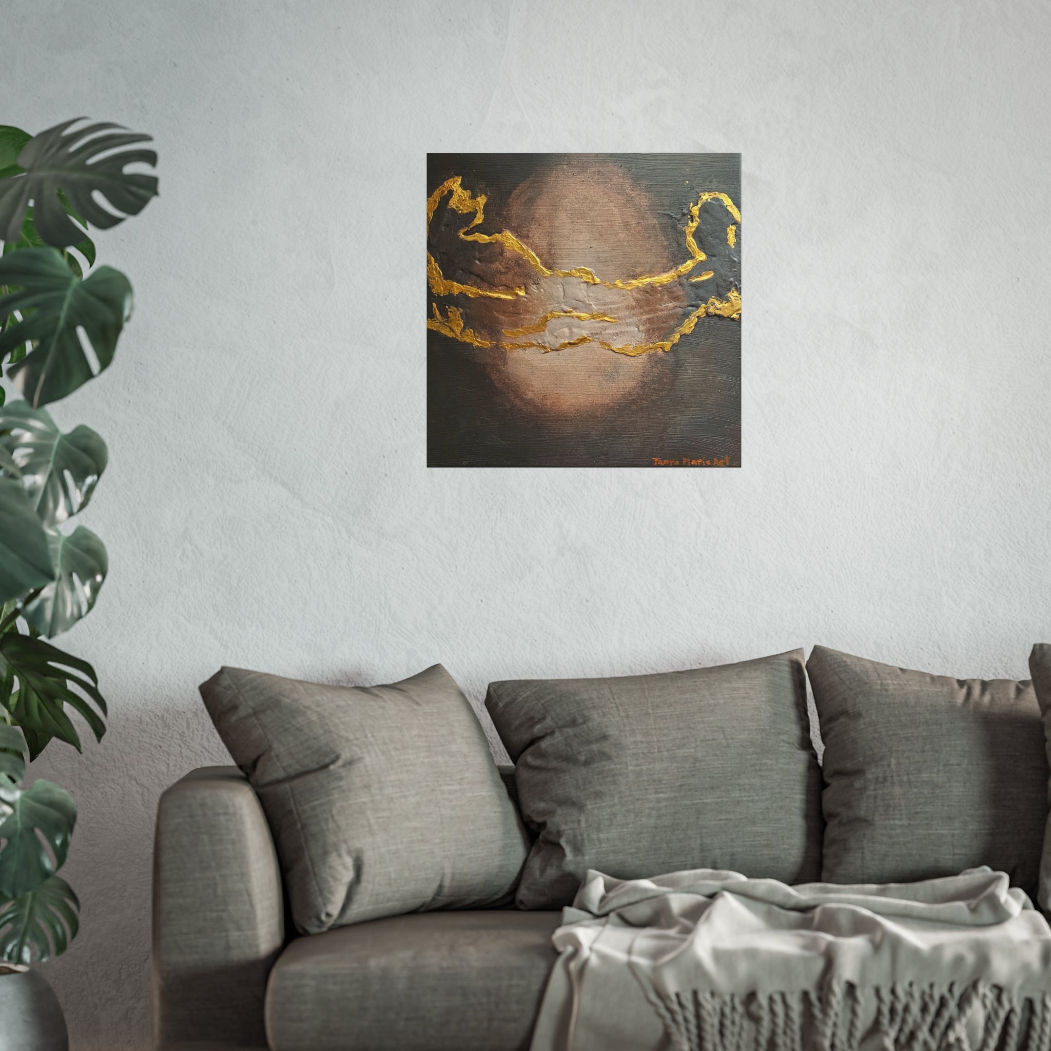 Abstract Gold Veil Fine Art Poster — Metallic Accent Wall Art