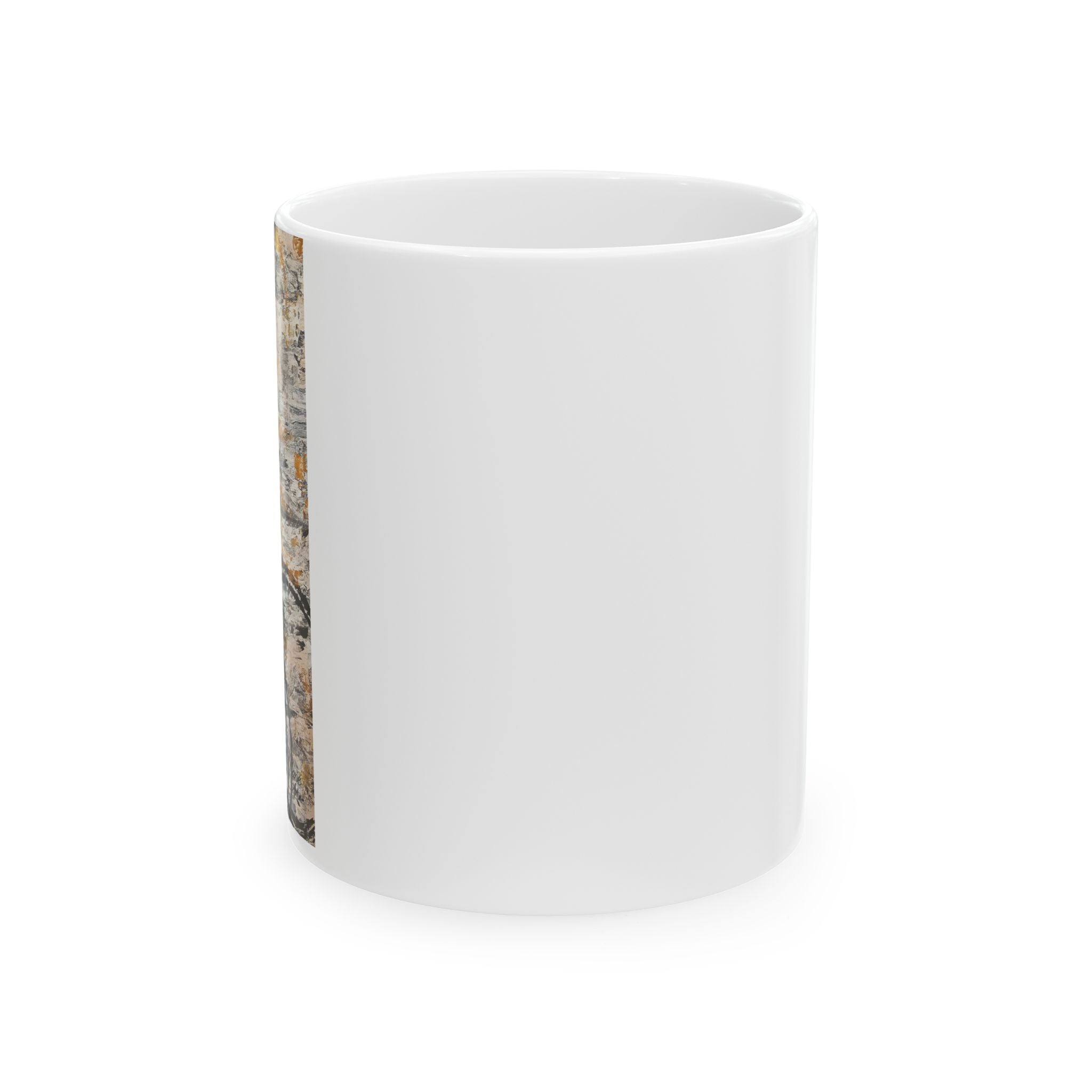 Abstract Gold Texture with Black Rings Mug | Abstract Ceramic Mug