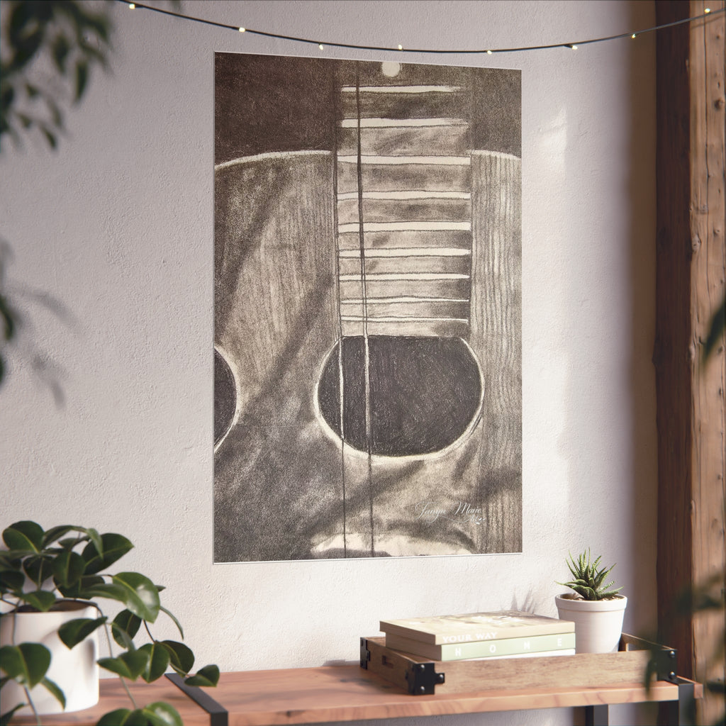 Guitar Charcoal Sketch Fine Art Poster