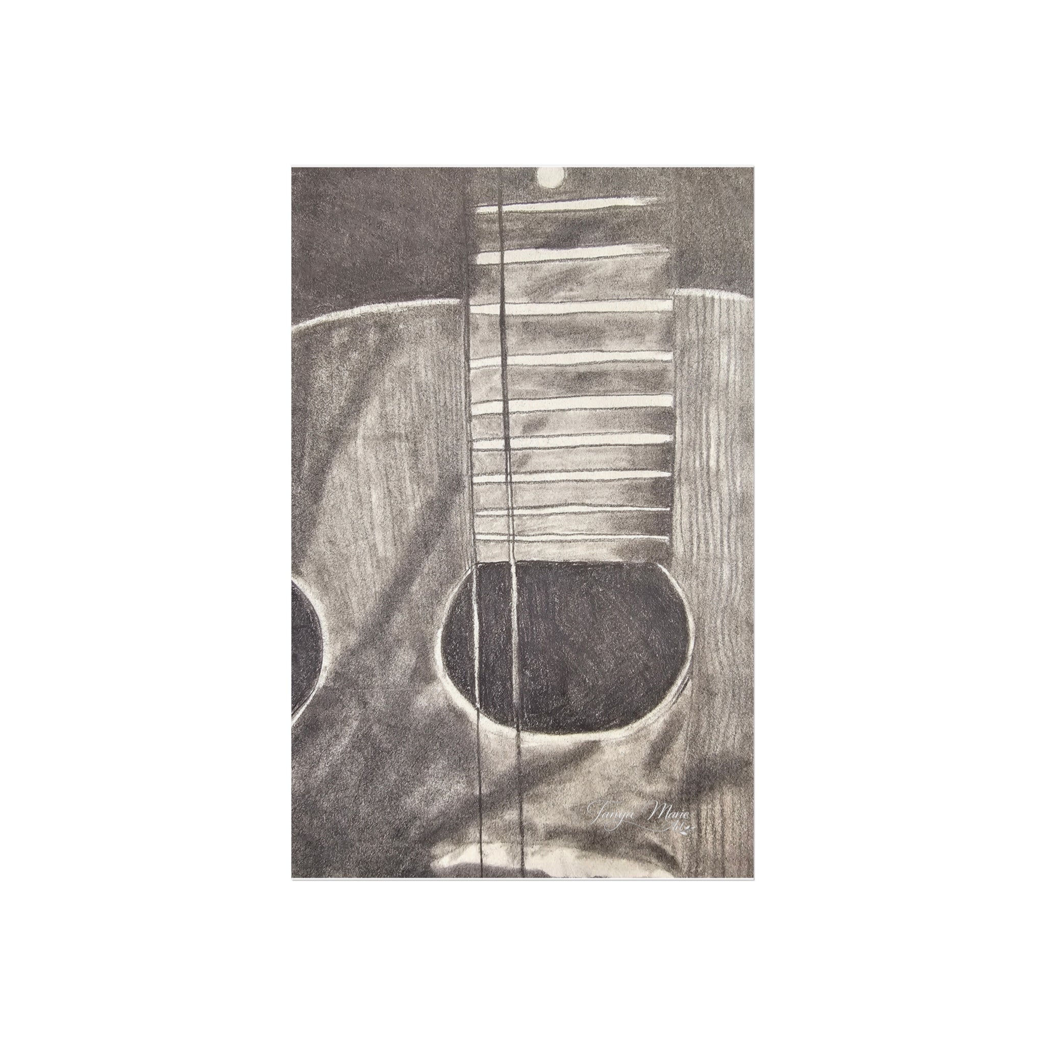 Guitar Charcoal Sketch Fine Art Poster