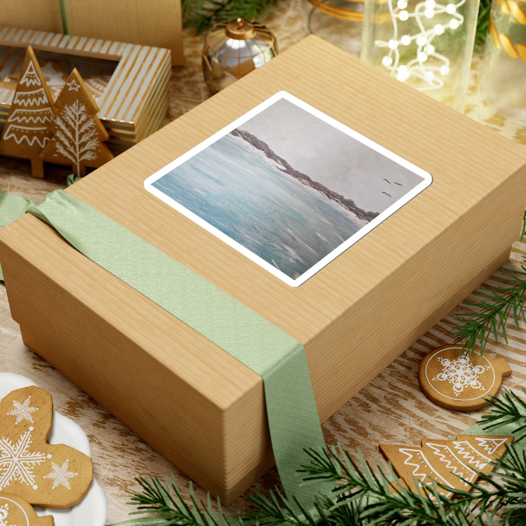 Seaside Calm Kiss-Cut Sticker — Coastal Ocean Art Sticker