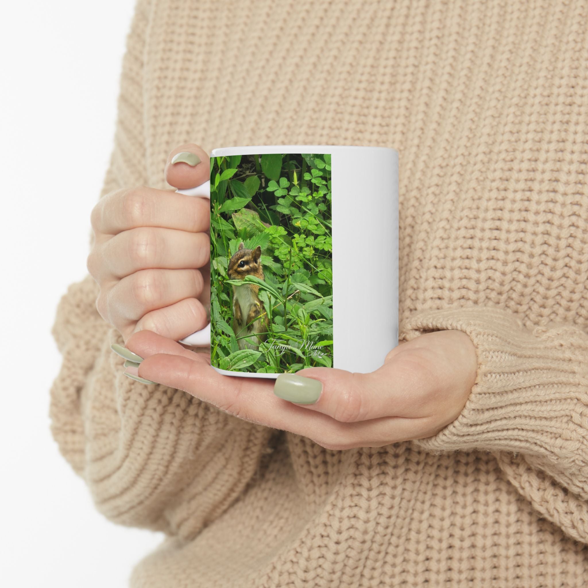 Green Foliage Ceramic Mug — Botanical Coffee Cup (11oz & 15oz)