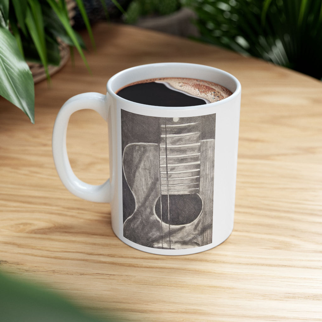 Forgotten Guitar Pencil Sketch Ceramic Mug — Vintage Guitar Coffee Mug (11oz)