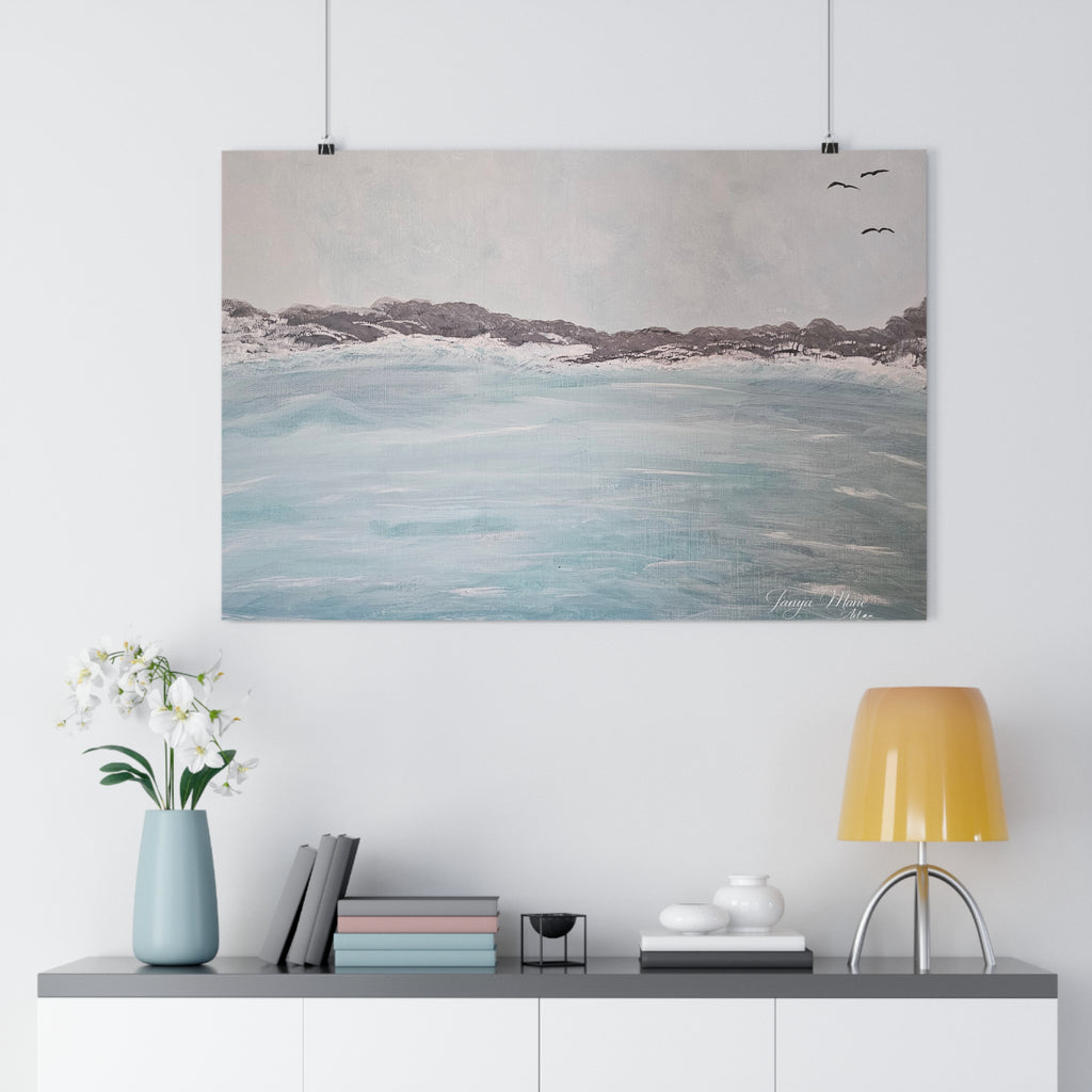 Seaside Calm Giclée Art Print – Soft Coastal Ocean Landscape