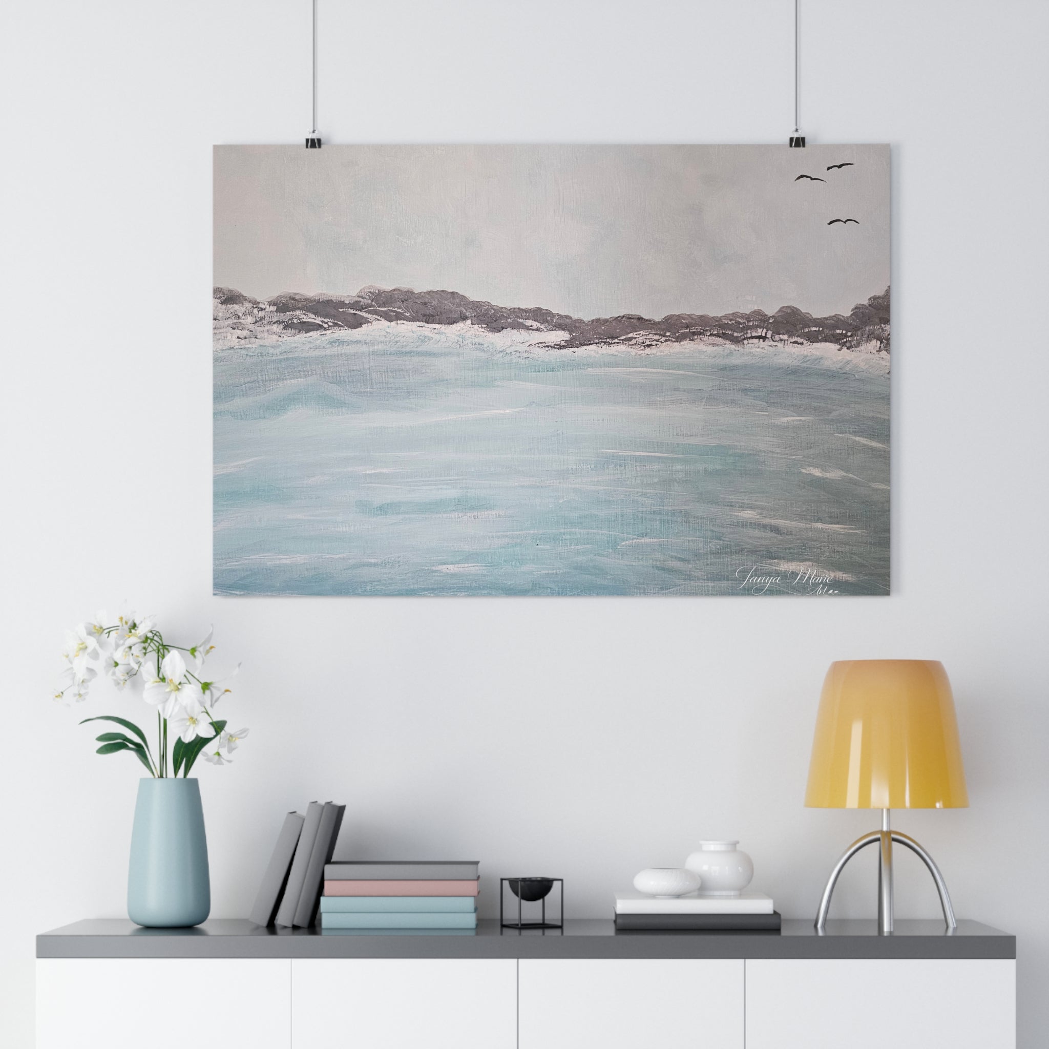 Seaside Calm Giclée Art Print – Soft Coastal Ocean Landscape