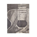 Acoustic guitar sketch plush blanket with gray body and white horizontal strings