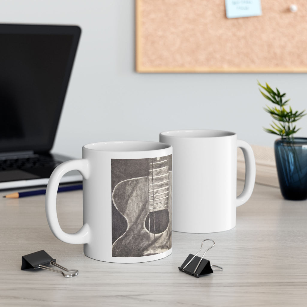 Forgotten Guitar Pencil Sketch Ceramic Mug — Vintage Guitar Coffee Mug (11oz)
