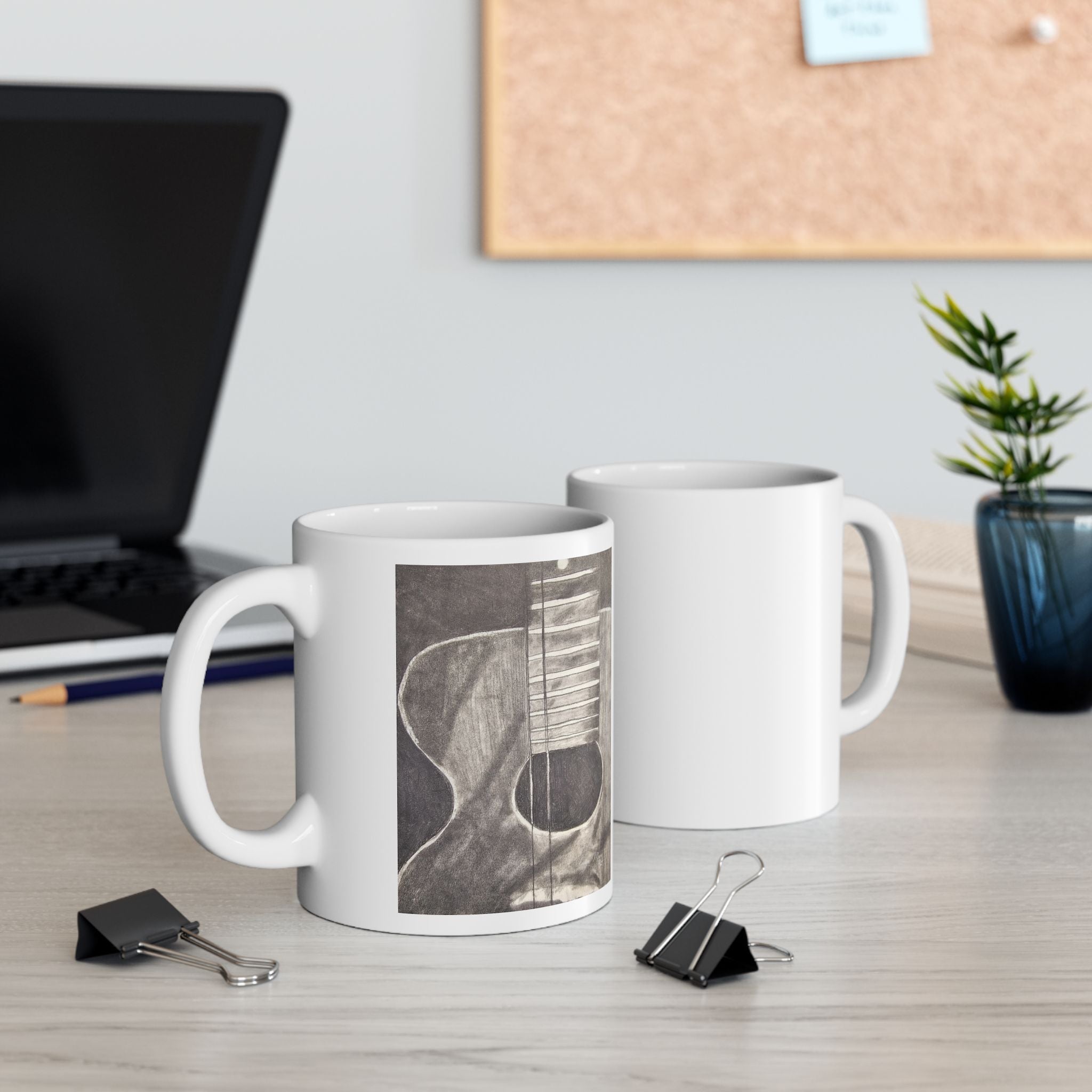 Forgotten Guitar Pencil Sketch Ceramic Mug — Vintage Guitar Coffee Mug (11oz)