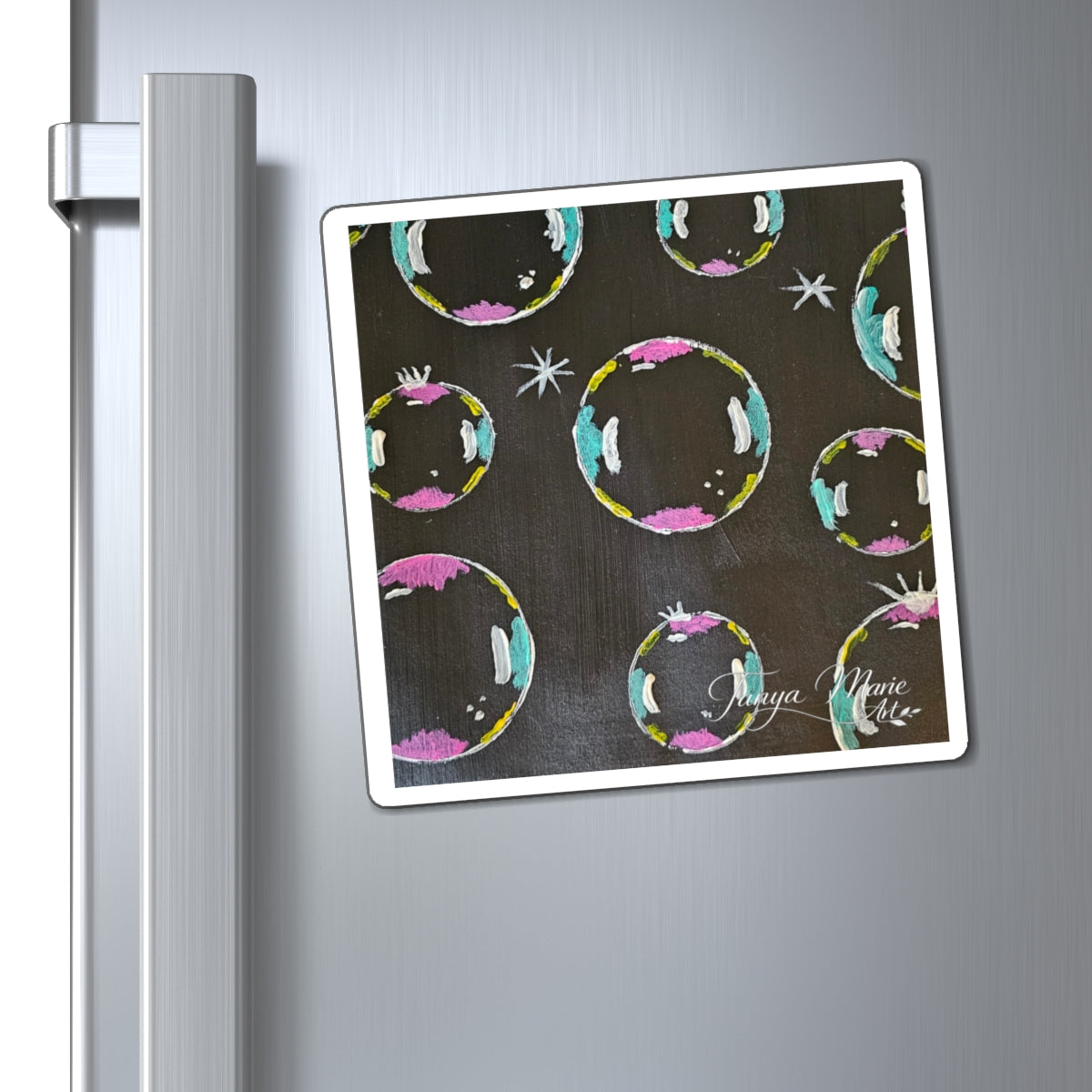 Bubble Pattern Magnet — Colorful Charcoal Bubbles Fridge Decor - Refregerator Magnet